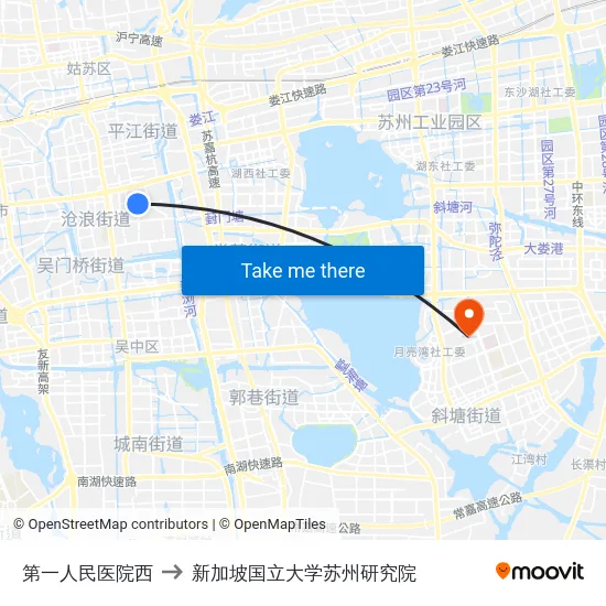 第一人民医院西 to 新加坡国立大学苏州研究院 map