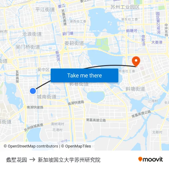 蠡墅花园 to 新加坡国立大学苏州研究院 map
