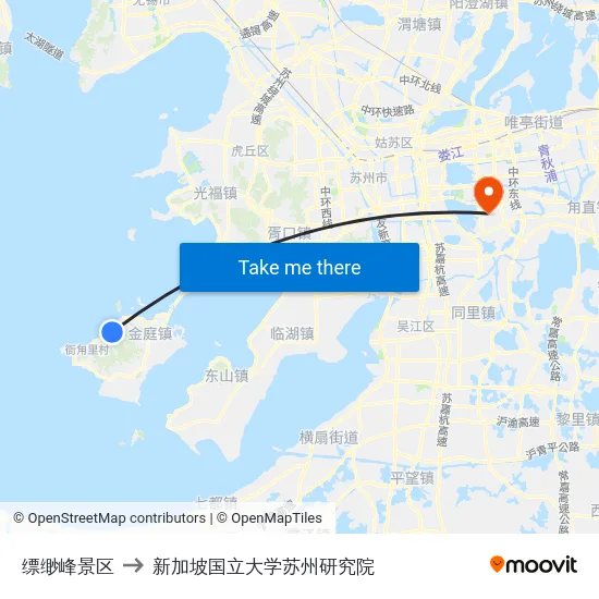 缥缈峰景区 to 新加坡国立大学苏州研究院 map