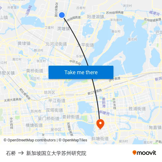 石桥 to 新加坡国立大学苏州研究院 map