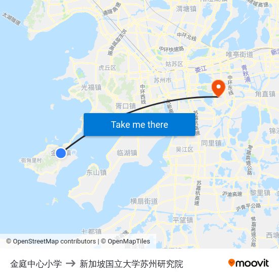 金庭中心小学 to 新加坡国立大学苏州研究院 map