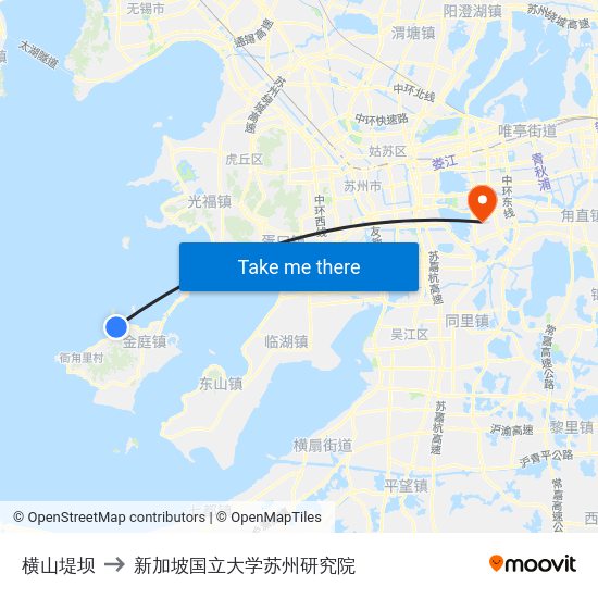 横山堤坝 to 新加坡国立大学苏州研究院 map