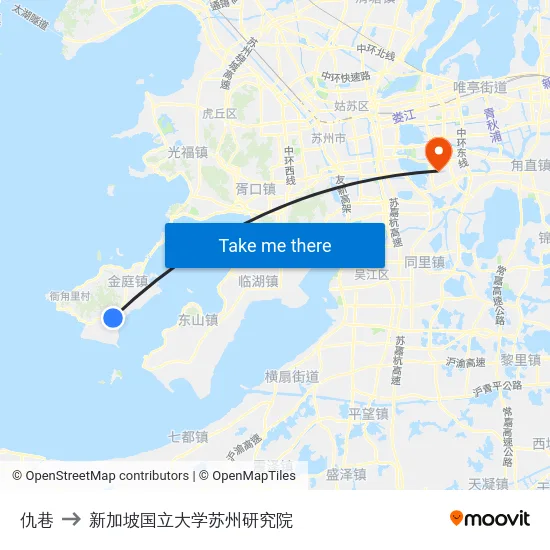 仇巷 to 新加坡国立大学苏州研究院 map
