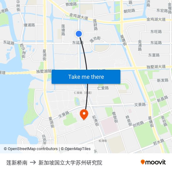 莲新桥南 to 新加坡国立大学苏州研究院 map