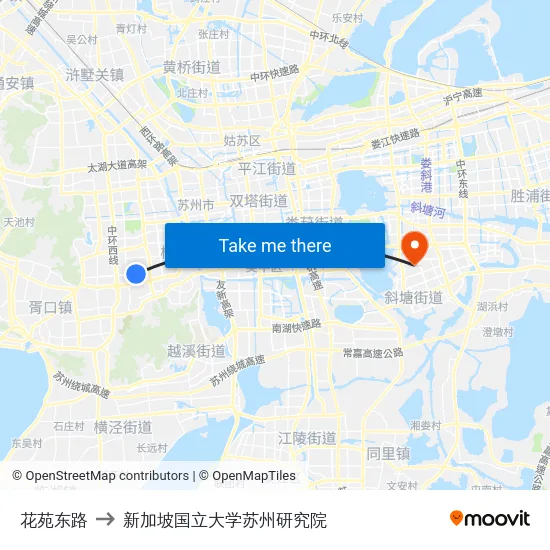 花苑东路 to 新加坡国立大学苏州研究院 map