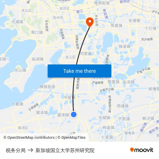 税务分局 to 新加坡国立大学苏州研究院 map