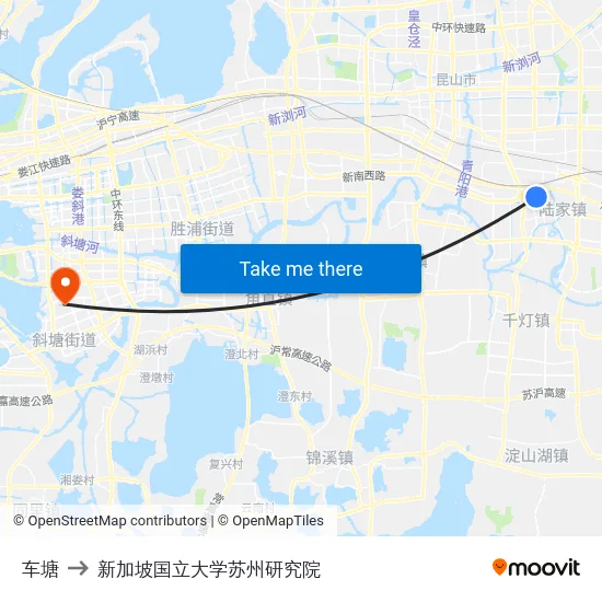 车塘 to 新加坡国立大学苏州研究院 map