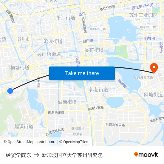 经贸学院东 to 新加坡国立大学苏州研究院 map