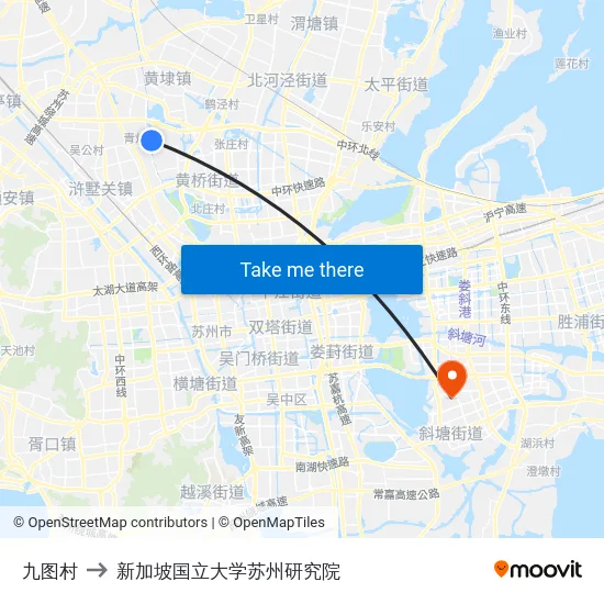 九图村 to 新加坡国立大学苏州研究院 map