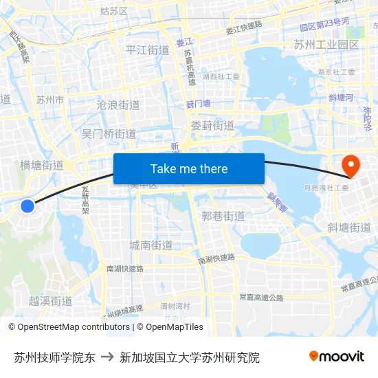 苏州技师学院东 to 新加坡国立大学苏州研究院 map