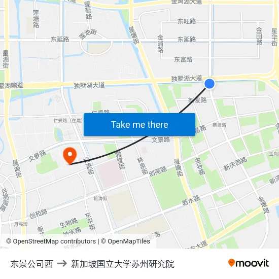 东景公司西 to 新加坡国立大学苏州研究院 map