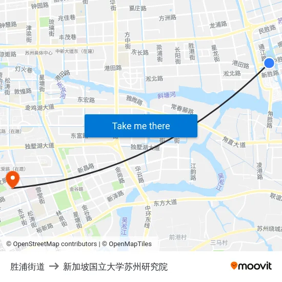 胜浦街道 to 新加坡国立大学苏州研究院 map