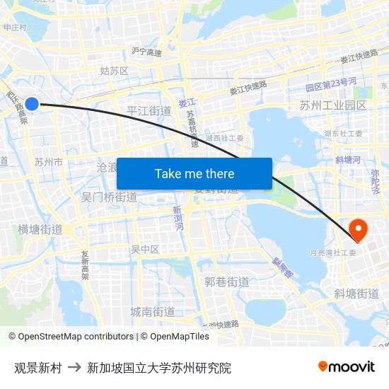 观景新村 to 新加坡国立大学苏州研究院 map