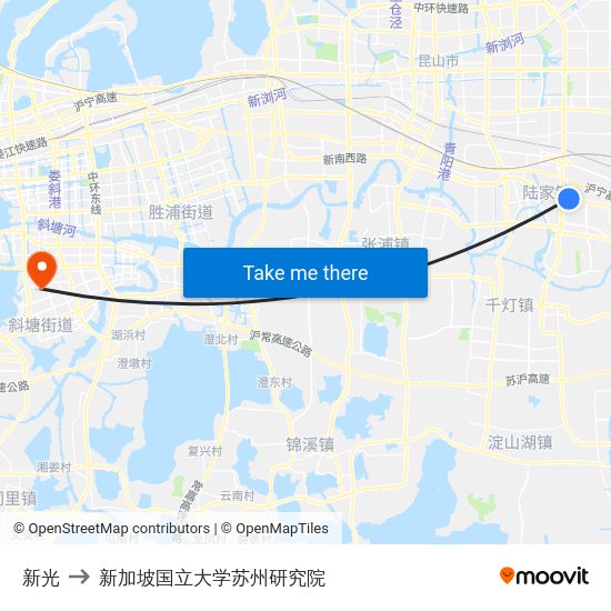 新光 to 新加坡国立大学苏州研究院 map