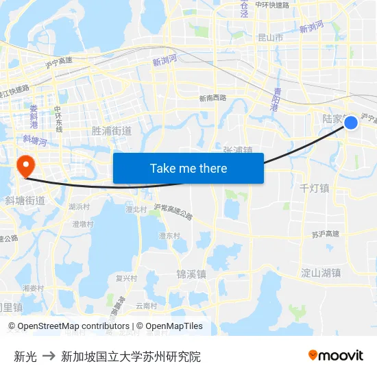 新光 to 新加坡国立大学苏州研究院 map