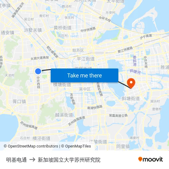 明基电通 to 新加坡国立大学苏州研究院 map