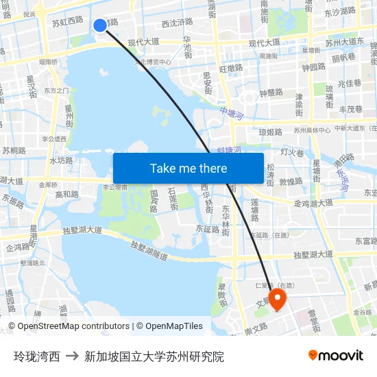 玲珑湾西 to 新加坡国立大学苏州研究院 map