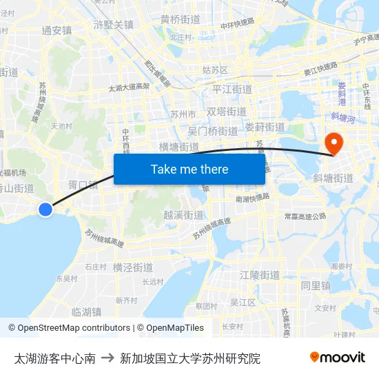 太湖游客中心南 to 新加坡国立大学苏州研究院 map
