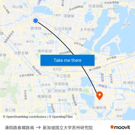 康阳路春耀路南 to 新加坡国立大学苏州研究院 map
