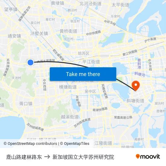 鹿山路建林路东 to 新加坡国立大学苏州研究院 map