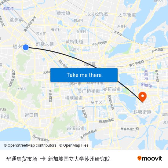 华通集贸市场 to 新加坡国立大学苏州研究院 map