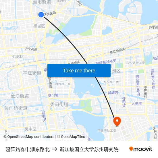 澄阳路春申湖东路北 to 新加坡国立大学苏州研究院 map