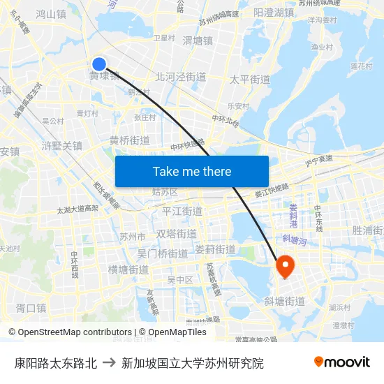 康阳路太东路北 to 新加坡国立大学苏州研究院 map