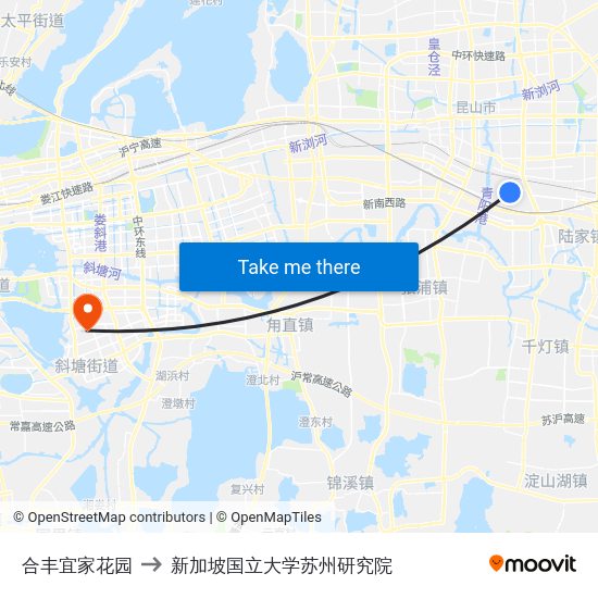 合丰宜家花园 to 新加坡国立大学苏州研究院 map