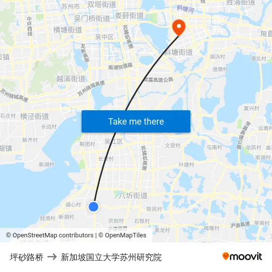 坪砂路桥 to 新加坡国立大学苏州研究院 map