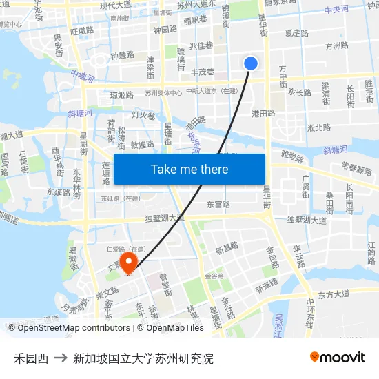 禾园西 to 新加坡国立大学苏州研究院 map