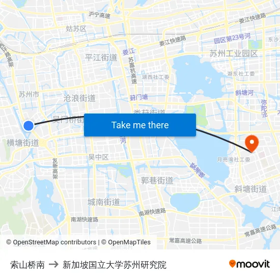 索山桥南 to 新加坡国立大学苏州研究院 map