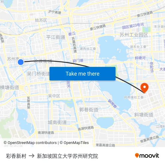 彩香新村 to 新加坡国立大学苏州研究院 map