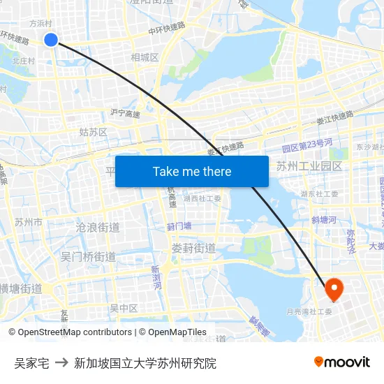吴家宅 to 新加坡国立大学苏州研究院 map