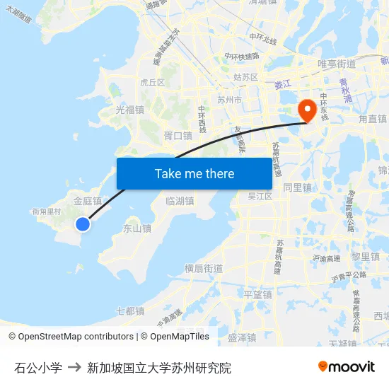 石公小学 to 新加坡国立大学苏州研究院 map
