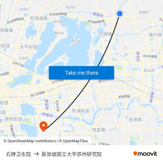 石牌卫生院 to 新加坡国立大学苏州研究院 map