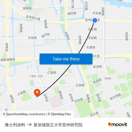 雅士利涂料 to 新加坡国立大学苏州研究院 map