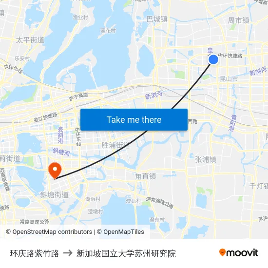 环庆路紫竹路 to 新加坡国立大学苏州研究院 map