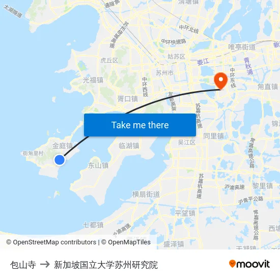 包山寺 to 新加坡国立大学苏州研究院 map