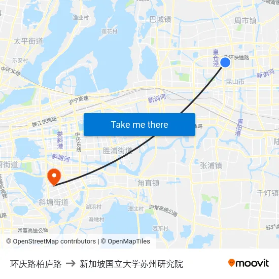 环庆路柏庐路 to 新加坡国立大学苏州研究院 map