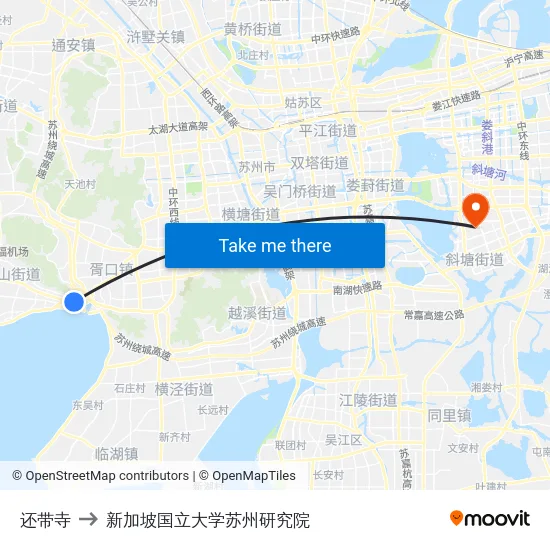 还带寺 to 新加坡国立大学苏州研究院 map