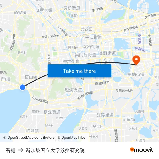 香榭 to 新加坡国立大学苏州研究院 map