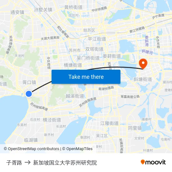 子胥路 to 新加坡国立大学苏州研究院 map