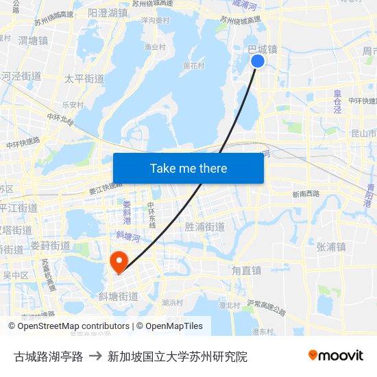 古城路湖亭路 to 新加坡国立大学苏州研究院 map