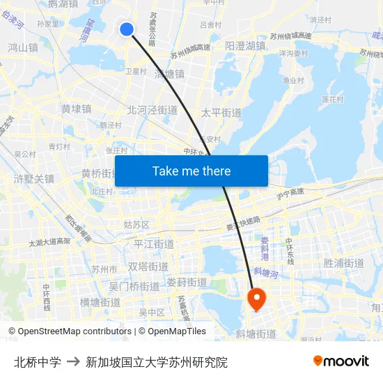 北桥中学 to 新加坡国立大学苏州研究院 map