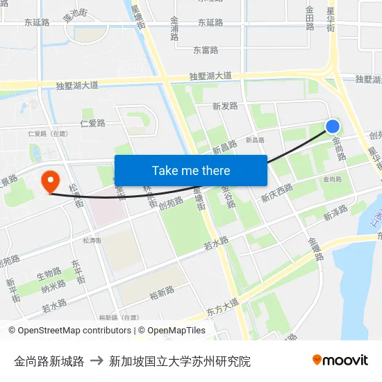 金尚路新城路 to 新加坡国立大学苏州研究院 map
