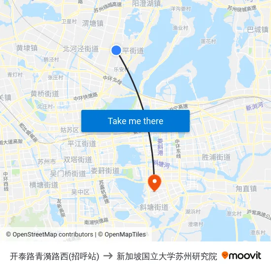 开泰路青漪路西(招呼站) to 新加坡国立大学苏州研究院 map