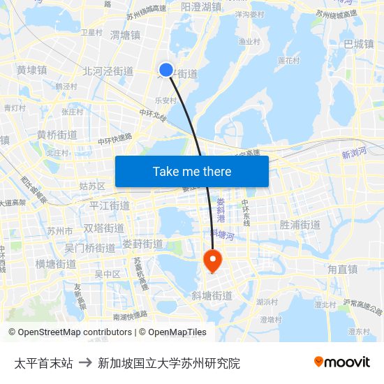太平首末站 to 新加坡国立大学苏州研究院 map