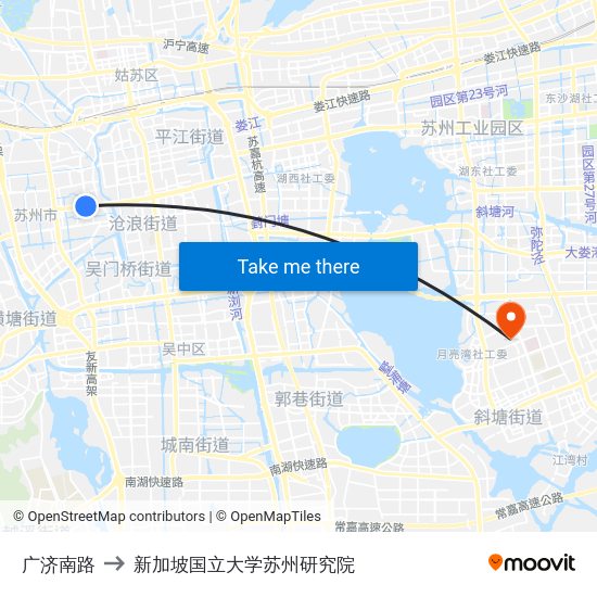 广济南路 to 新加坡国立大学苏州研究院 map