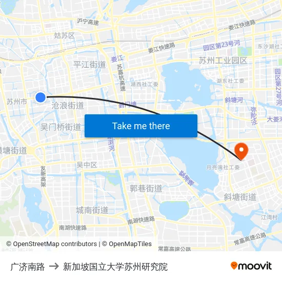 广济南路 to 新加坡国立大学苏州研究院 map