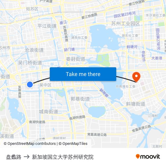 盘蠡路 to 新加坡国立大学苏州研究院 map